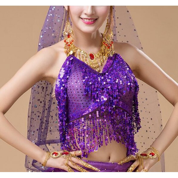 Yellow Red Belly Dance Costumes Senior Sexy Colors Stones Sequins Belly Dance Bra For Women